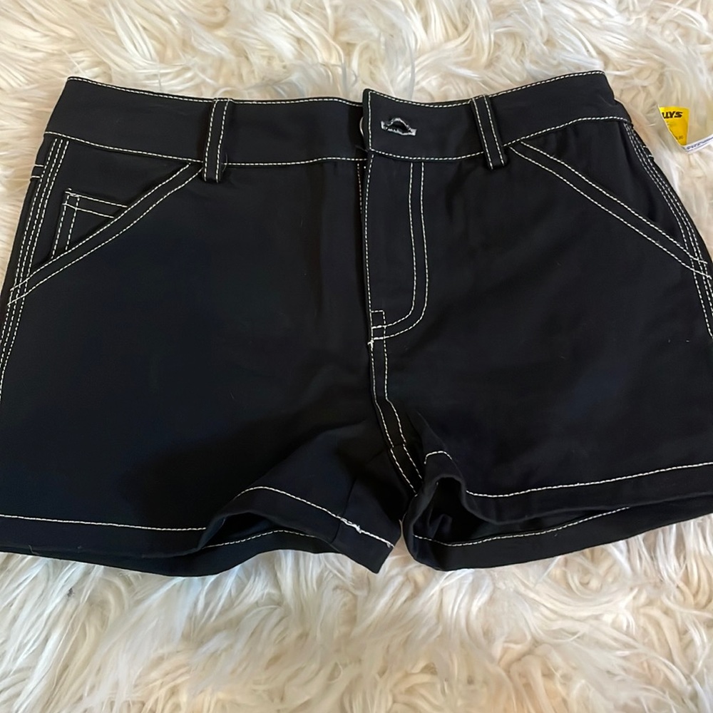 tillys black with white stitch shorts